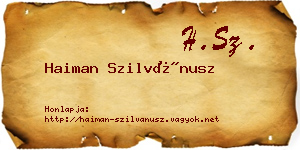 Haiman Szilvánusz névjegykártya